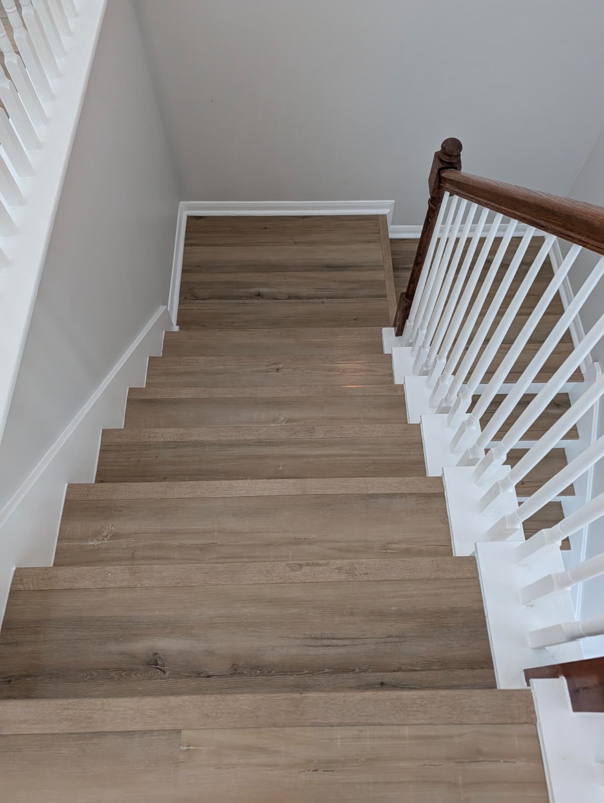 Looking down the remodeled staircase